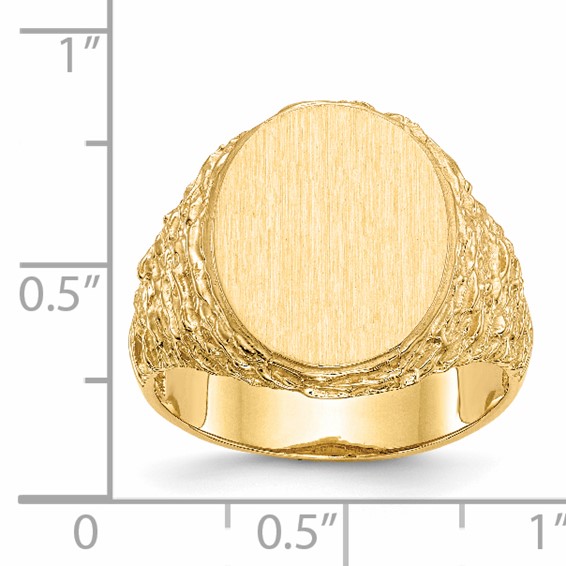 14k 14.0x17.0mm Oval Open Back Mens Signet Ring