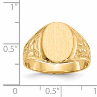 14K Yellow Gold 11.0x 14.5mm Oval Closed Back Mens Nugget Signet Ring view 5