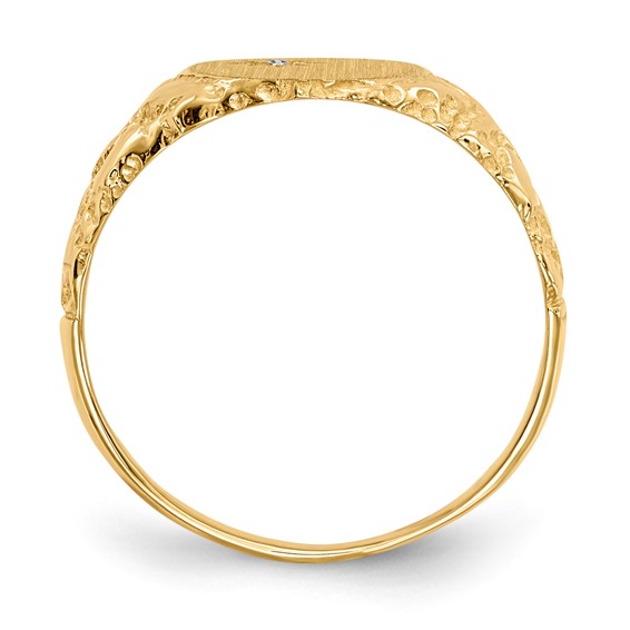Gold Polished Diamond Signet Ring