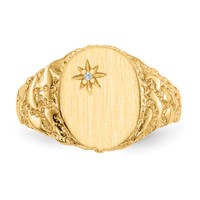 14K Yellow Gold 0.50 Point VS Diamond 9.0x11.0mm Oval Closed Back Nugget Signet Ring view 3
