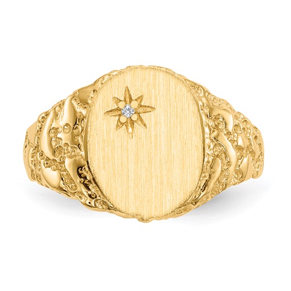 Gold Polished Diamond Signet Ring