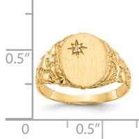 14K Yellow Gold 0.50 Point VS Diamond 9.0x11.0mm Oval Closed Back Nugget Signet Ring view 4