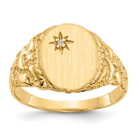 14K Yellow Gold 0.50 Point VS Diamond 9.0x11.0mm Oval Closed Back Nugget Signet Ring view 1