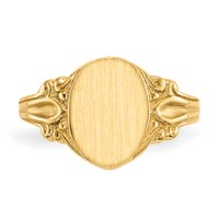 14K Yellow Gold 8.0x 10.0mm Oval Closed Back Signet Ring view 4