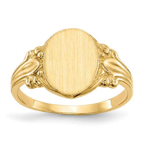 14K Yellow Gold 8.0x 10.0mm Oval Closed Back Signet Ring