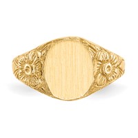 14K Yellow Gold 8.0x10.0mm Oval Closed Back Signet Ring view 4