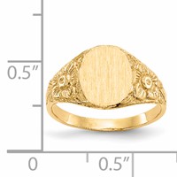 14K Yellow Gold 8.0x10.0mm Oval Closed Back Signet Ring view 5