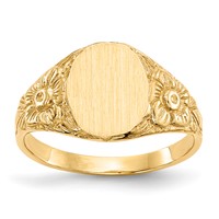 14K Yellow Gold 8.0x10.0mm Oval Closed Back Signet Ring view 1