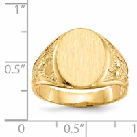 14K Yellow Gold 11.5x 15.0mm Oval Open Back Mens Nugget Signet Ring view 5