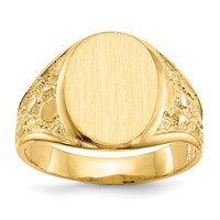 14K Yellow Gold 11.5x 15.0mm Oval Open Back Mens Nugget Signet Ring view 1