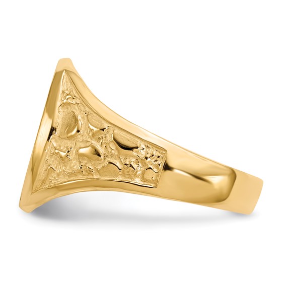 14k Holds 1-1.6mm Diamond 11.0x15.0mm Oval Open Back Mens Nugget Signet Ring Mounting