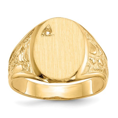 14k 11.0x15.0mm Open Back Diamond Mens Signet Ring Mounting