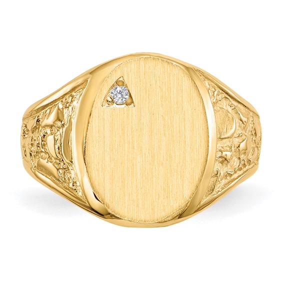 Gold Polished Diamond Signet Ring