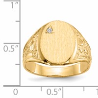 14K Yellow Gold.02ct Aaa Diamond 11.0x 15.0mm Oval Open Back Mens Nugget Signet Ring view 4