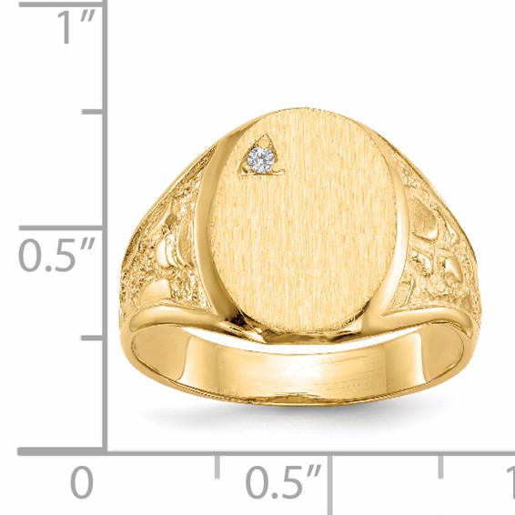Gold Polished Diamond Signet Ring