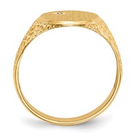 14K Yellow Gold 0.05 Carat VS Diamond 12.0x 16.0mm Oval Open Back Mens Nugget Signet Ring view 2