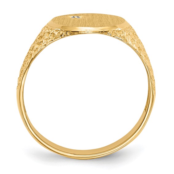 Gold Polished Diamond Signet Ring