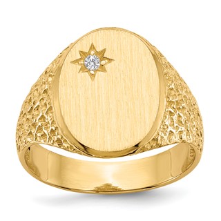 Gold Polished Diamond Signet Ring