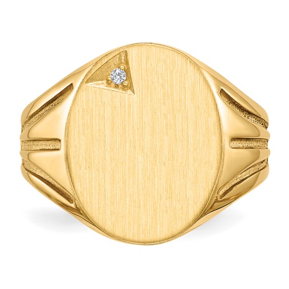 Gold Polished Diamond Signet Ring