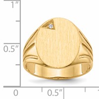 14K Yellow Gold .01ct a Diamond 14.0x16.0mm Oval Open Back Mens Signet Ring view 4