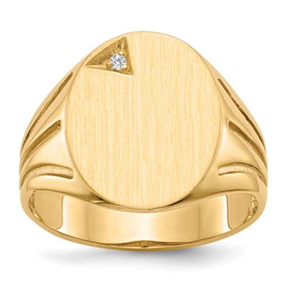 Gold Polished Diamond Signet Ring