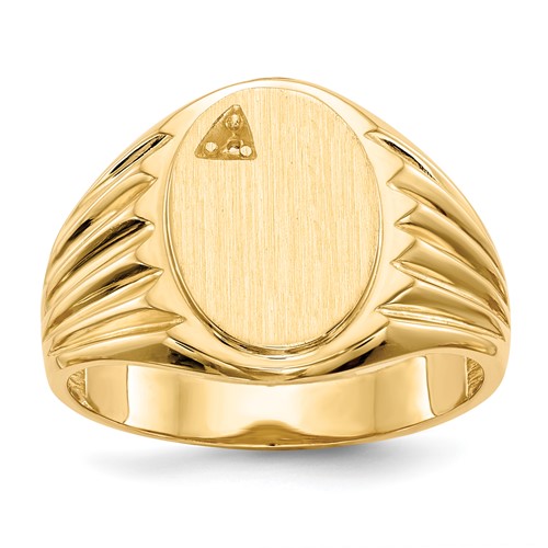 14k 10.0x13.5mm Open Back Diamond Mens Signet Ring Mounting