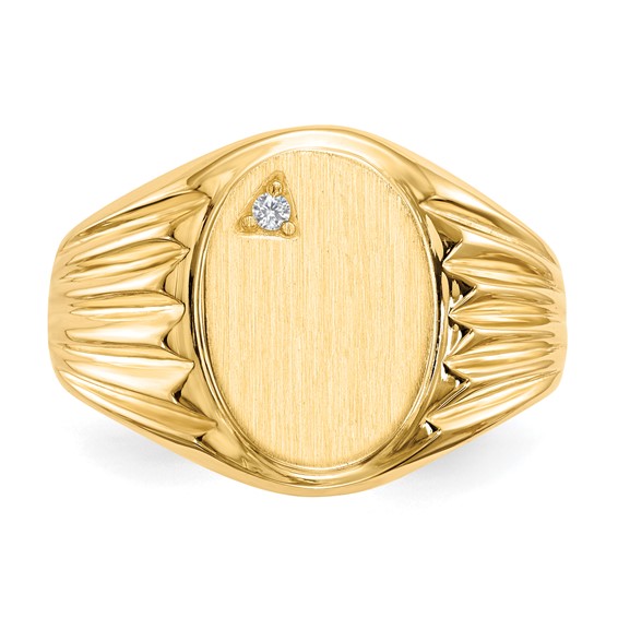Gold Polished Diamond Signet Ring