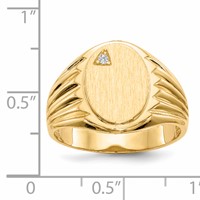 14K .02ct. VS Diamond 10.0x13.5mm Oval Open Back Mens Signet Ring view 4