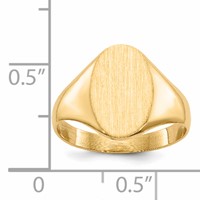 14K Yellow Gold 8.5x 12.0mm Oval Closed Back Signet Ring view 5