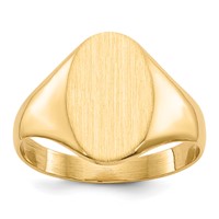 14K Yellow Gold 8.5x 12.0mm Oval Closed Back Signet Ring view 1