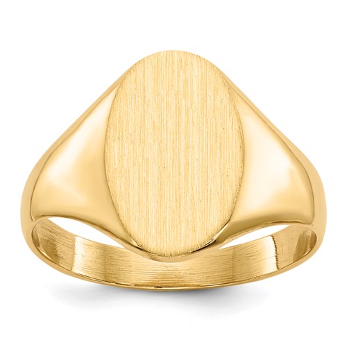 14K Yellow Gold 8.5x 12.0mm Oval Closed Back Signet Ring