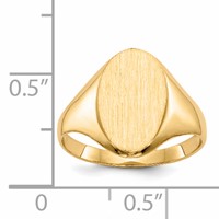 14K Yellow Gold 8.5x 14.0mm Oval Closed Back Signet Ring view 5