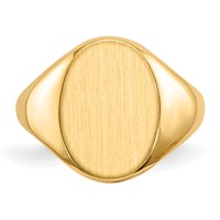 14K Yellow Gold 9.5x 12.5mm Closed Back Oval Signet Ring view 4