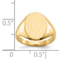 14K Yellow Gold 9.5x 12.5mm Closed Back Oval Signet Ring view 5