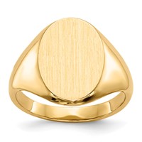 14K Yellow Gold 9.5x 12.5mm Closed Back Oval Signet Ring view 1