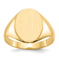 14K 10.0x14.0mm Oval Closed Back Signet Ring view 1