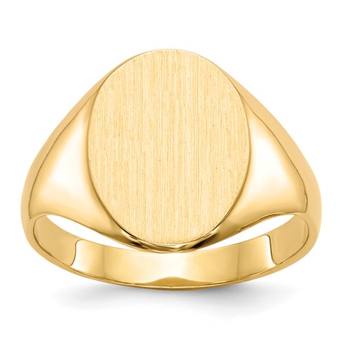 14K Yellow Gold 10.0x 14.0mm Oval Closed Back Signet Ring