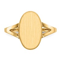 14K Yellow Gold 8.5x 14.5mm Oval Closed Back Signet Ring view 4
