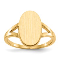 14K Yellow Gold 8.5x 14.5mm Oval Closed Back Signet Ring view 1