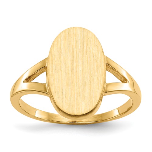 14K Yellow Gold 8.5x 14.5mm Oval Closed Back Signet Ring