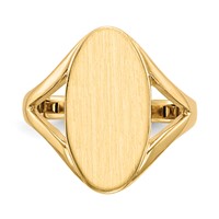 14K Yellow Gold 9.0x16.5mm Oval Closed Back Signet Ring view 4