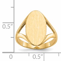 14K Yellow Gold 9.0x16.5mm Oval Closed Back Signet Ring view 5