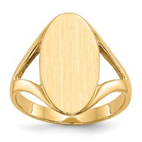 14K Yellow Gold 9.0x16.5mm Oval Closed Back Signet Ring view 1