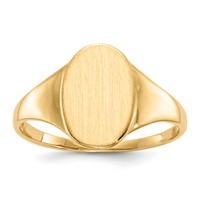 14K Yellow Gold 8.5x 12.0mm Oval Open Back Signet Ring view 1