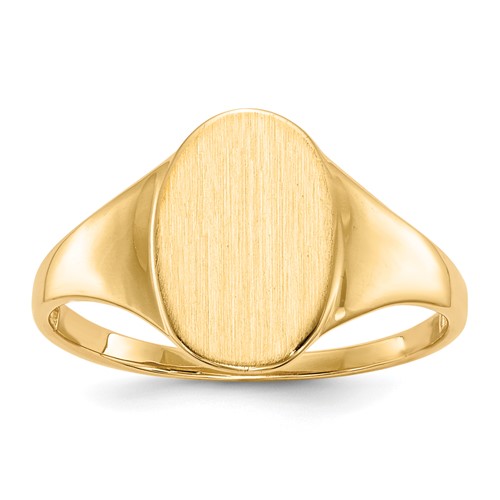 14K Yellow Gold 8.5x 12.0mm Oval Open Back Signet Ring