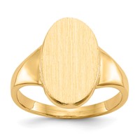 14K Yellow Gold 9.0x 14.5mm Oval Closed Back Signet Ring view 1