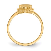 14K 6.5x7.0mm Oval Open Back Scalloped Edge Signet Ring view 2