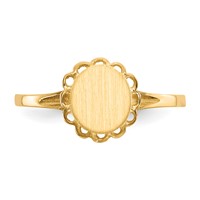 14K 6.5x7.0mm Oval Open Back Scalloped Edge Signet Ring view 4