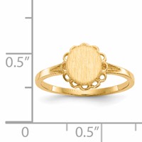 14K 6.5x7.0mm Oval Open Back Scalloped Edge Signet Ring view 5