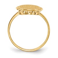 14K Yellow Gold 8.5x 9.0mm Oval Open Back Scalloped Edge Signet Ring view 2
